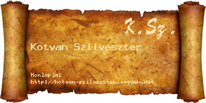 Kotvan Szilveszter névjegykártya